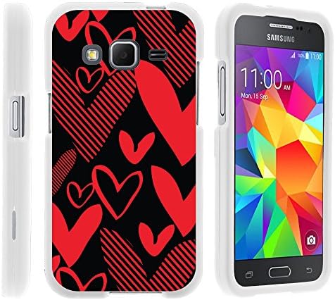Core Prime, Stylish Personalized Protective Snap On Hard Case Phone Protector for Samsung Galaxy Core Prime G360 by MINITURTLE - Black Red Hearts