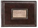 Genuine Italian Leather Guest Book / Journal, Embossed Designs, Gift Boxed, Brown