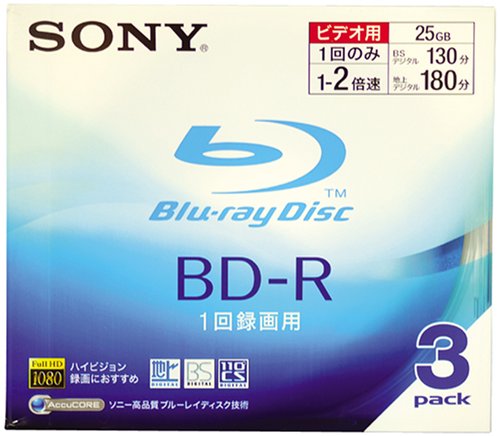 Sony BD-R 25GB �^��p 2�{���Ή� �ǋL�^ 10mm�P�[�X 3���p�b�N 3BNR1VBSJ2