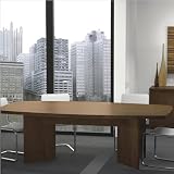 Bestar Meeting Solutions 8' Boat Shaped Light Board Top Conference Table in Chocolate