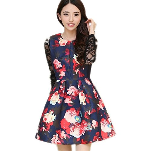 - eriira - 2015 春 花柄 ノースリーブ ひざ丈 ワンピース / エレガント シルエット お出掛け デート