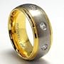 14K Gold Plated Titanium ring Wedding Band with 3 Cubic Zirconia size 10