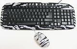 2 Pack/Set Silver and Black Zebra Crystal Rhinestone USB Computer Keyboard + Mouse