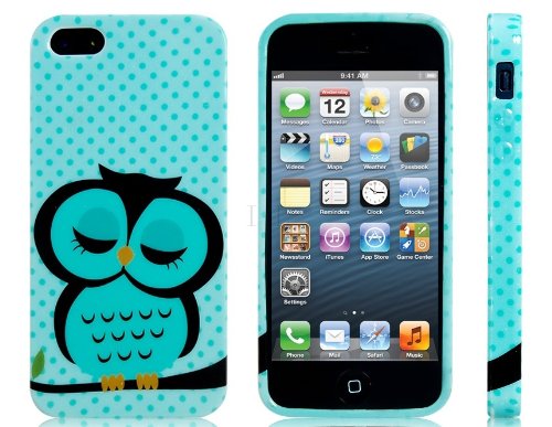 ETOU Sleeping Owl Printed Silicone Glittery Protective Case for iPhone 5