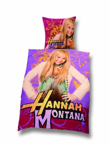 Global Labels G 15 600 WD114 117 Disney Renforce Bettw&auml;sche Fotodruck Hannah Montana 135 x 200 cm Bettbezug und 80 x 80 cm Kissenbezug