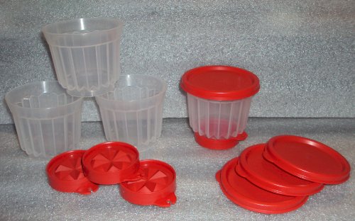 Tupperware Jellettes, Set of 4 Individual Jello Molds, Red