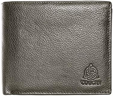 Toucan Celtic Embossed Tri Fold 9 Card Capacity Black Napa Leather Mens Wallet