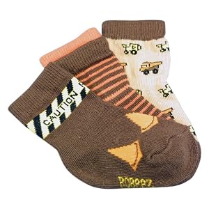 Robeez Cement Truck And Digger Organic Socks 3/pk , 0-6 months