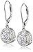 Amazon Collection 925 Sterling Silver 10mm Pave and White AAA Cubic Zirconia Leverback Earrings (1.9 cttw)
