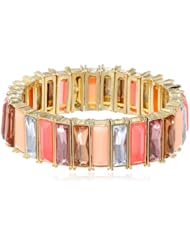 Nine West "Bright Young Things" Gold-Tone and Coral Stretch Bracelet, 2"