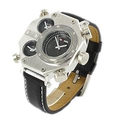 3 Dualtimer-Herren Echt-Lederarmbanduhr Versandfrei innerh. Deut.b194