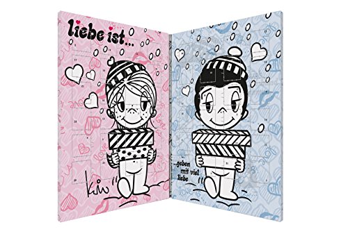 Liebe ist ... süßer Partner Adventskalender für Pärchen mit 150g Vollmilchschokolade im liebevollen Design