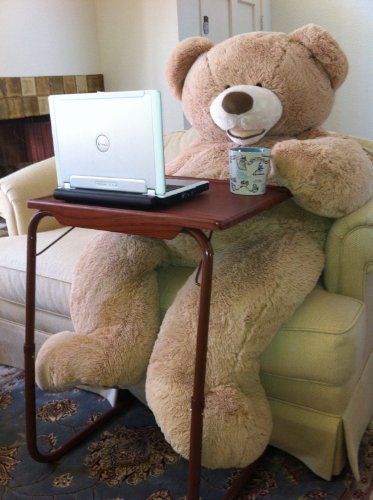 2 OfficeSmartTables Table Mate Woodgrain TV Folding Adjustable Trays