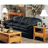 Avalon Classic Black Color Leather Sofa Seat Couch