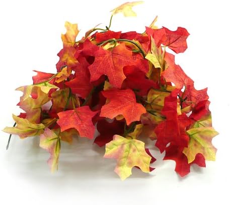Getmore Charming Artificial Simulation Silk Maple Leaf Garland for Wedding Party Festival Home Head Decor Red Orange (5)
