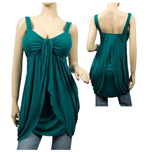Sexy Green Double Layer Sleeveless Draped Ruched Bodice Plus Size Top