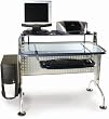 Computer Desk With Blue Glass By Leda Home Furnishing