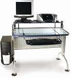 Computer Desk With Blue Glass By Leda Home Furnishing