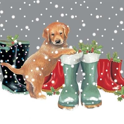 Pup in Boots Labrador Christmas Cards Pack