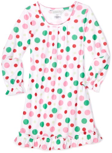 Komar Kids Girls 7-16 Holiday Dot Nightgown, White/Dot, X-Large
