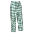 Lightweight Cotton Sheeting Grass Green Gingham Check tie cord cotton pants for lounging, sleep, sports. Unisex relaxed fit,
