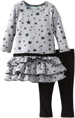 Maisonnette Baby-Girls Infant Pop Garden Knit Ruffle Dress And Leggings, Grey, 18 Months