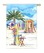 Beach Sign and Surf Shack Silk Reflections Regular Size Flag