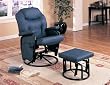 Navy Blue Leather Like Glider Rocker With Ottoman By Coaster Furniture
