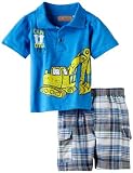 Kids Headquarters Boys 2-7 Polo Top With Plaided Cargo Shorts