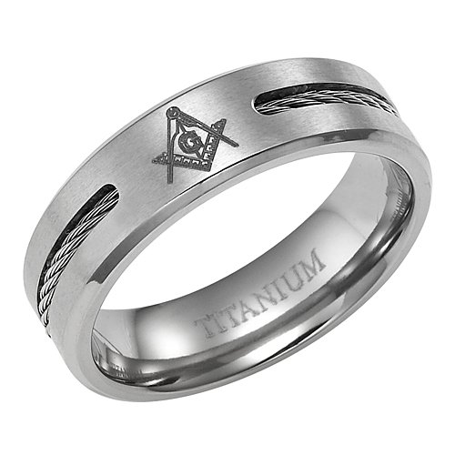 New Mens Titanium Masonic Ring Latin Engraving Inside Size 9