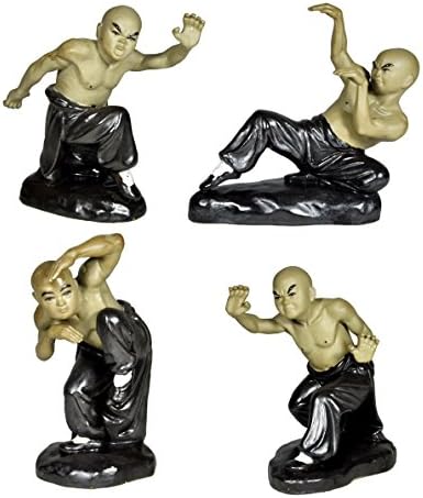 Kung-Fu Monk Ceramic Figure Set - Handcrafted