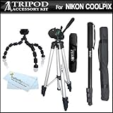 Tripod Kit For Nikon COOLPIX P100 P500 Digital Camera Includes 50" Full Tri ....