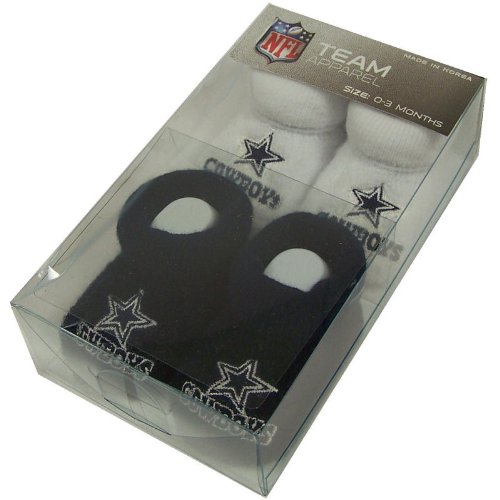 DALLAS COWBOYS EMBROIDERED LOGO COTTON BABY BOOTIES SET 0-3 MOS.
