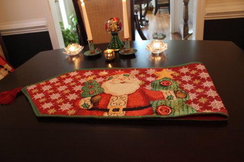 Tache 13 X 54 Festive Red Tapestry Santa Claus Is Coming to Town Table Runners
