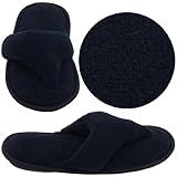 Black Terry Thong Slippers for Women