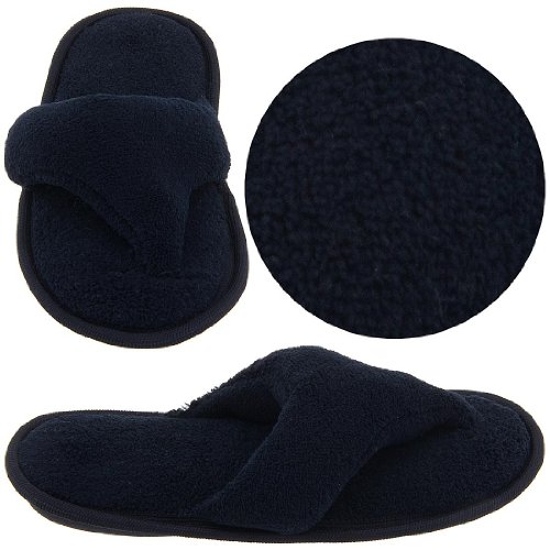 Black Terry Thong Slippers for Women
