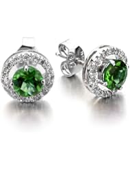 14k White Gold 1.00ct Peridot Diamond Earrings
