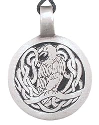 Celtic Raven Ruis Elder Pewter Pendant Necklace