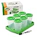 Baby Food Storage Containers with Write What You Want Lids, 6 Pack - 4oz Reusable, Stackable, Leakproof Plastic Jars w Tray- Freezer, Microwave & Dishwasher Safe-BPA/PVC Free - Ideal for use by Dates