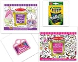 Melissa & Doug Princess & Fairy Jumbo Coloring Pad / Pink Sticker Book Set of 4 Items