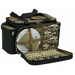 Ezetil 10 723320 Kuehltasche  KC Professional PicnicBag mit Geschirr, schwarz/beige, 54 x 32 x 29 cm
