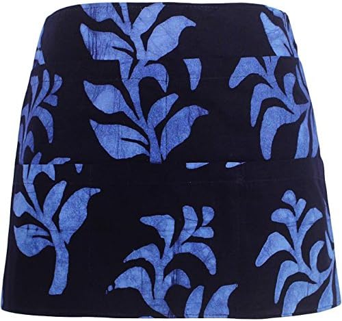 Fair Trade Pocketed Gardening Apron - Lined with Upcycled Flour Sacks (Hanging Ferns Navy)