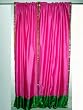 2 Rani Pink Art Silk Sari Curtains Green Border Drapes Panels 96"