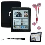 Premium Black Thick Soft Gel Silicone Skin for Apple iPad 16GB, 32GB, 64GB Wi-Fi and WiFi + 3G + Includes a 4-inch eBigValue (TM) Determination Hand Strap + Anti-Glare Screen Protector for IPad Tablet (All Models) + Fashion Earbud Headset Headphones 3.5mm In-Ear Stereo ( Pink )