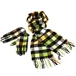 Softer than Cashmere? Scarf Gloves Set Plaid Lime with Multiple Colors