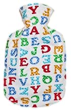 Warm Tradition ALPHABET FLANNEL CHILDREN'S Covered Hot Water Bottle - Bottle made in Germany, Cover made in USA