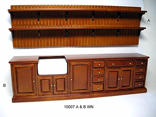 Dollhouse Miniature Kitchen Unit - Walnut