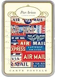 Cavallini Par Avion Carte Postale, 18 Postcards per Tin