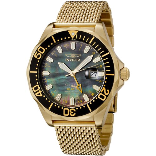 Invicta Men's 6358 Pro Diver Collection GMT 18k Gold-Plated Mesh Stainless Steel Watch