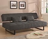 Contemporary Style Armless Sofa Bed in Grey Flax Upholstery with 2 Accent Pillows!